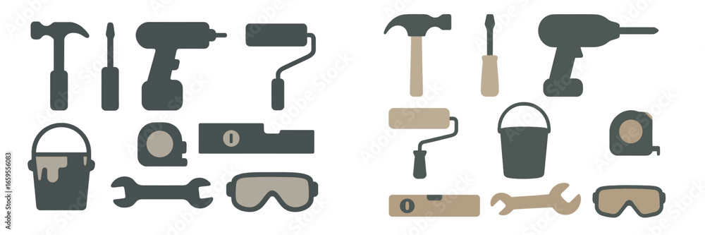 Poster tools and equipment for home improvement projects in vector format