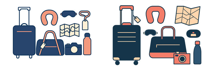 Travel essentials: luggage, maps, and adventure accessories