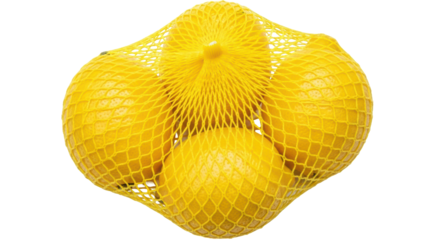 Isolated Net Bag of Lemons