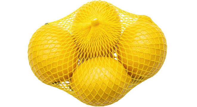 Isolated Net Bag of Lemons