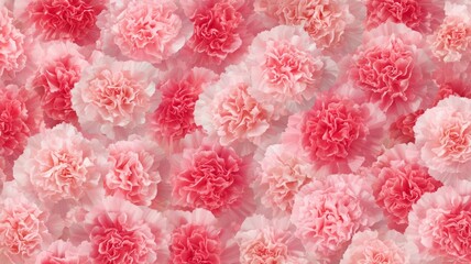 Abundant pink and red carnations in full bloom. Artificial intelligence image