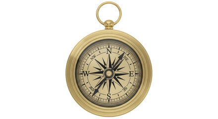 Isolated brass compass