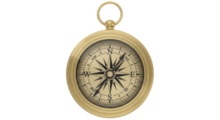 Isolated brass compass