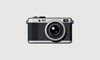 Fototapeta premium Sleek retro-style camera illustration featuring a classic design with a modern twist, perfect for photography enthusiasts and design projects