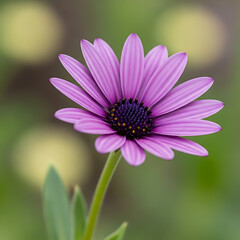 Fototapeta premium Pink Daisy Flower Close-up with Soft Green Background