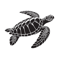 Leatherback Sea Turtle Silhouette Highlighting Powerful Ocean Flippers – Leatherback Sea Turtle Vector Artwork – Leatherback Sea Turtle Illustration – Silhouette of Leatherback Sea Turtle
