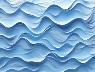 Fototapeta premium Abstract Blue Wavy Pattern on White Background with Fluid Design