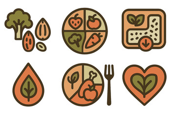 Fototapeta premium Nutritional elements and healthy food concepts in vector design