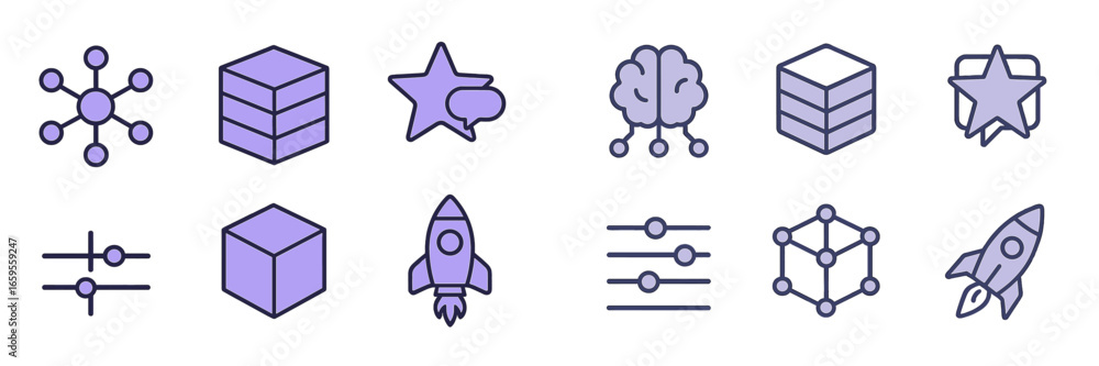 Aufkleber vector illustration of various simple icons for data concepts