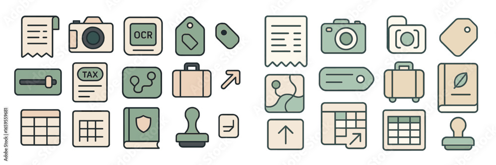 Aufkleber vector icons for business and documentation concepts