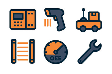 Fototapeta premium Vector illustration of industrial tools and equipment for efficiency