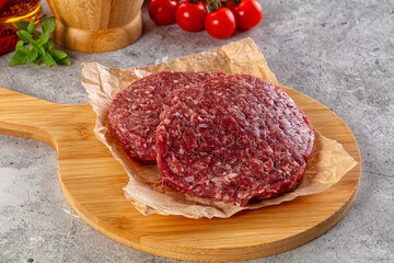 Raw beef burger cutlet for grill