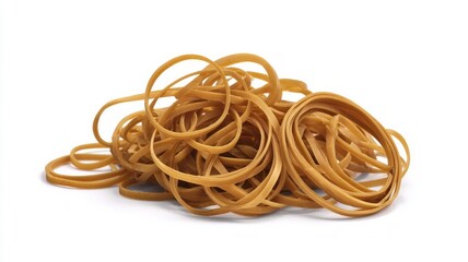 Naklejka premium Tangle of rubber bands on white background. Artificial intelligence image