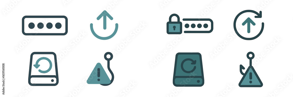 Poster modern vector icons for digital security and data management