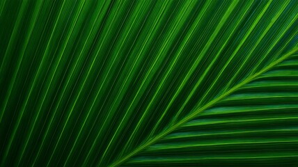 Obraz premium Radiant green palm leaf with vivid veins. Artificial intelligence image