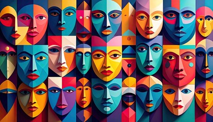 Obraz premium Funky Abstract Faces