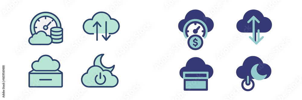Poster cloud computing symbols for data transfer and storage operations