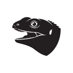 Clean Lizard Silhouette with Defined Head and Tail Shape – Lizard Vector Graphic – Black Vector of Lizard – Reptile Vector