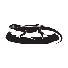 Detailed Lizard Silhouette Reflecting Classic Desert Reptile Shape – Lizard Vector Artwork – Lizard Illustration – Silhouette of Lizard – Reptile Silhouette