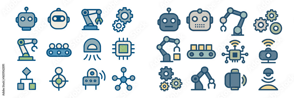 Poster icons and elements for robotic and automation design