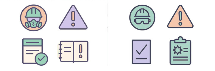 Safety icons and symbols for workplace hazard prevention