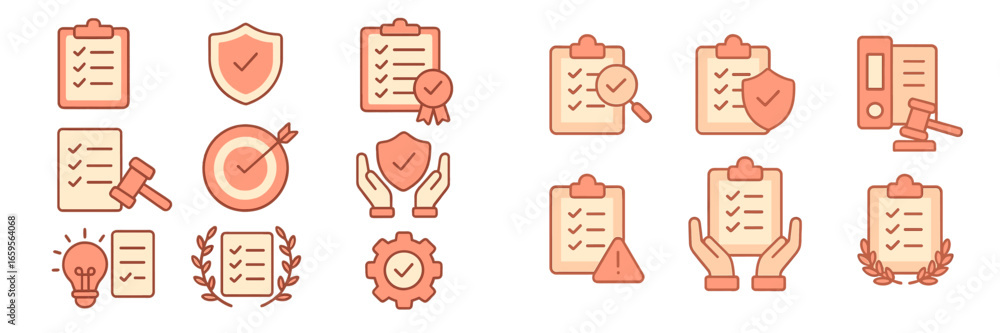 Poster vector icons of checklists for organization and achievement