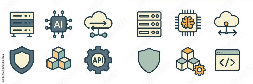 Poster vector art of tech icons for ai and api