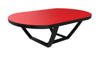 A red and black table with a black rim isolated on solid white background