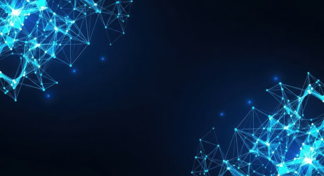 Abstract blue network connections digital art with glowing particles and futuristic technology vibe