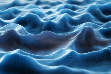 Abstract Blue Digital Wave Pattern with Dynamic Ridges and Textures for Technology and Background Design