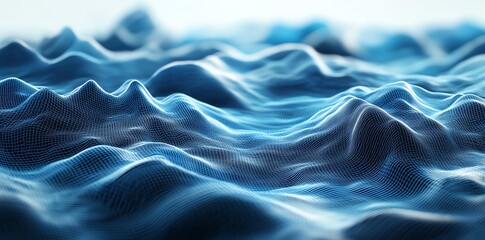 Obraz premium Abstract Blue Digital Wave Pattern on White Background