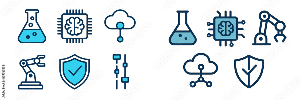 Poster vector illustration of technology and science icons for microstock use