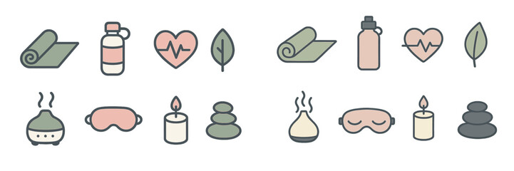Wellness and self-care icons for a healthy lifestyle concept