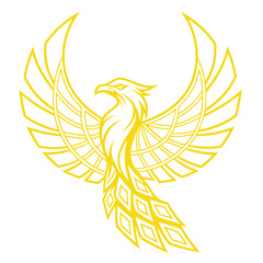 modern phoenix bird line art logo abstract geometric wing fire