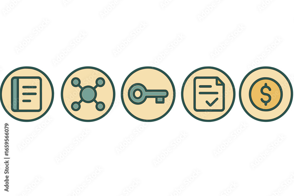 Poster business icons for finance and networking in vector style