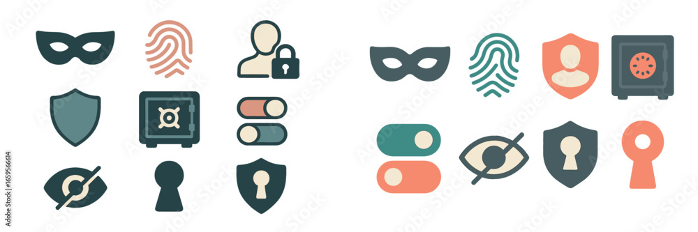 Poster security and privacy concepts illustrated in modern vector style