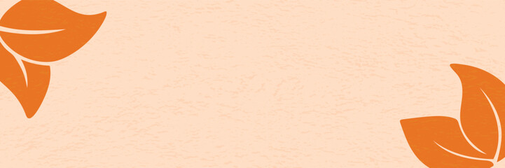 Horizontal banner template with leaves and textured background. Fall season mockup for brochure, flyer, coupon, booklet. Vector graphic