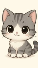 Obraz premium Adorable cartoon kitten illustration.