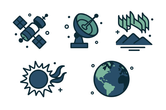 Vector illustration of space elements and Earth