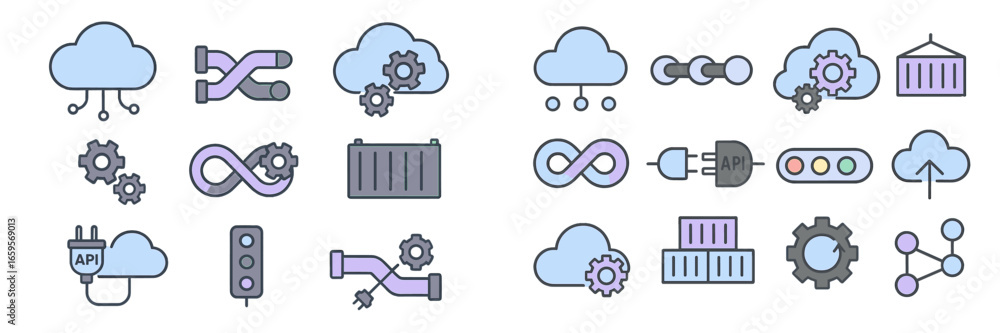 Aufkleber modern vector illustrations of cloud computing and network concepts