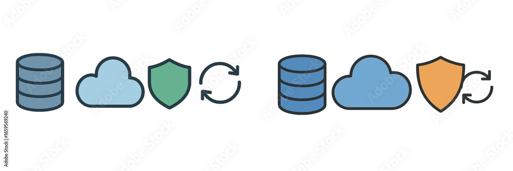 Poster vector illustration of cloud data management and security concepts