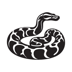 Noble Python Silhouette Highlighting Thick Muscular Body – Python Vector Template – Python Illustration – Silhouette of Python – Snake Silhouette