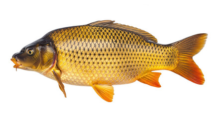 A golden carp fish isolated on a transparent background