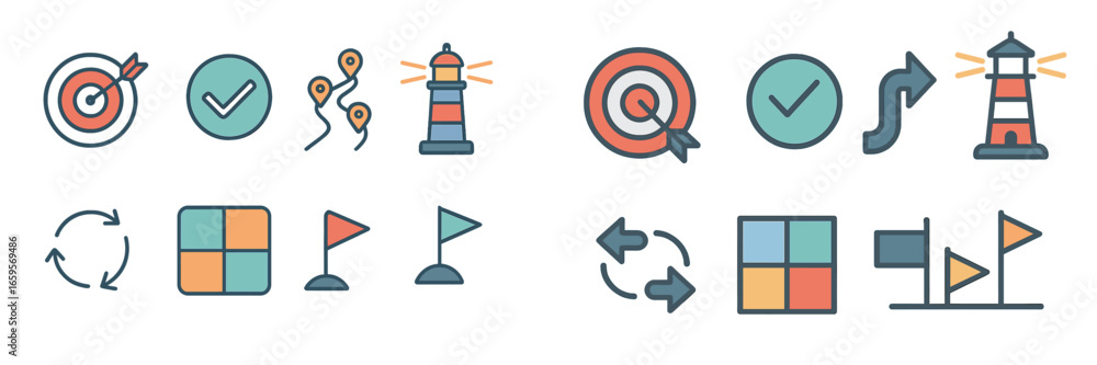 Poster vector art of symbols for goals and navigation