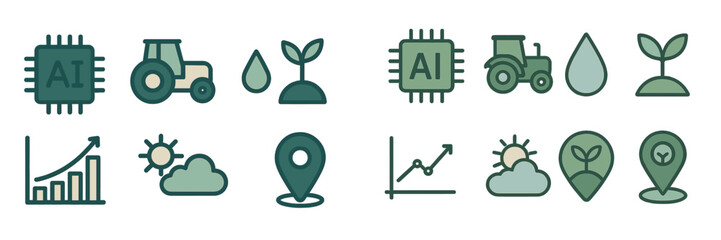 Obraz premium Vector illustration of agriculture technology and growth symbols
