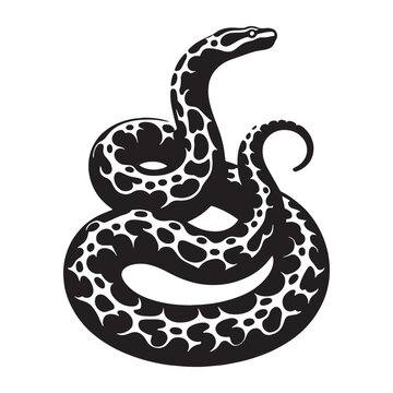 Distinct Python Silhouette Depicting Large Scale Structure &ndash; Python Vector Artwork &ndash; Python Illustration &ndash; Silhouette of Python &ndash; Snake Silhouette
