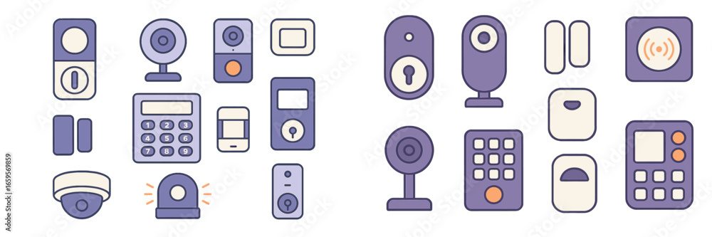 Poster collection of security and control devices in vector format