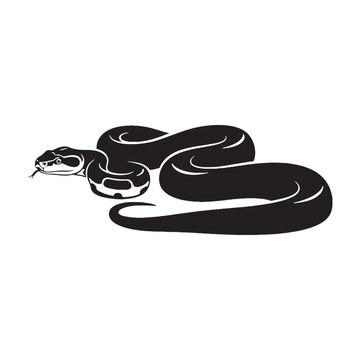 Classic Python Silhouette Depicting Heavy Body Form &ndash; Python Vector Design &ndash; Black Vector of Python &ndash; Snake Vector