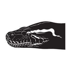 Detailed Python Silhouette Highlighting Constricting Ability – Python Vector Artwork – Python Illustration – Silhouette of Python – Snake Silhouette