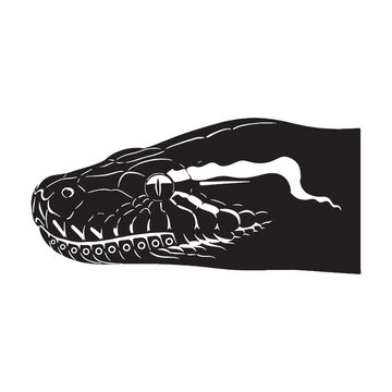 Detailed Python Silhouette Highlighting Constricting Ability &ndash; Python Vector Artwork &ndash; Python Illustration &ndash; Silhouette of Python &ndash; Snake Silhouette